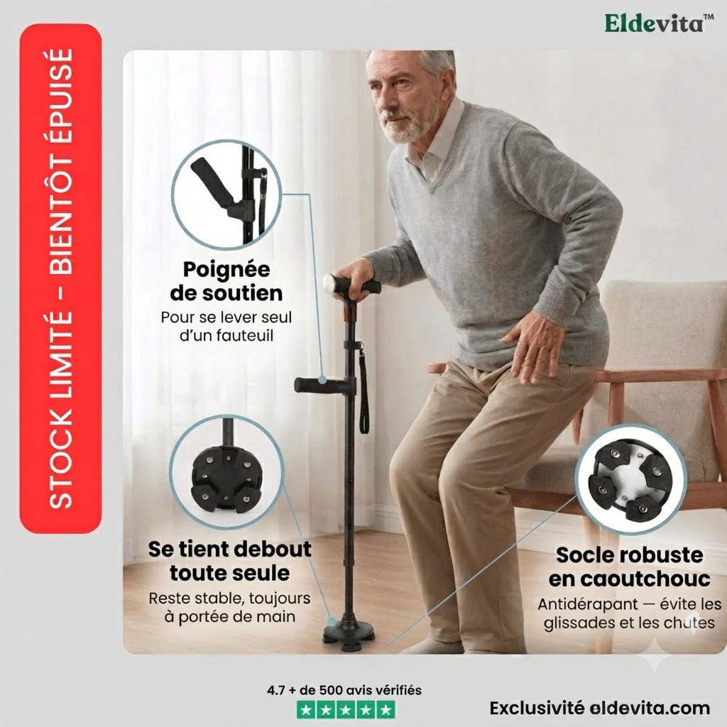 La canne qui vous aide à vous lever
