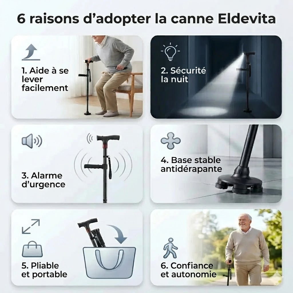La canne qui vous aide à vous lever